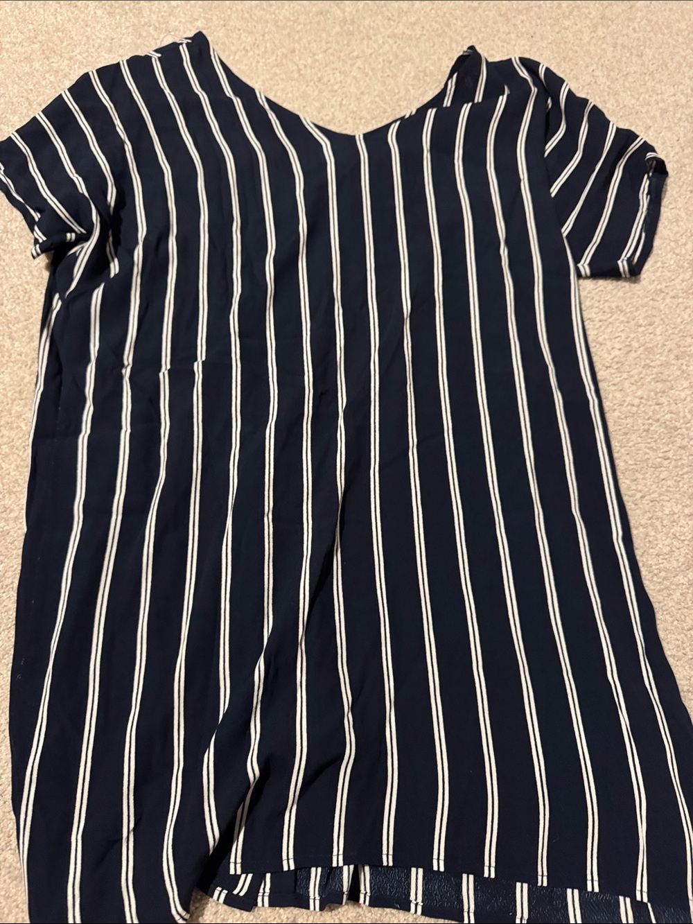 Madewell Navy Blue and White Vertical Stripe Dress